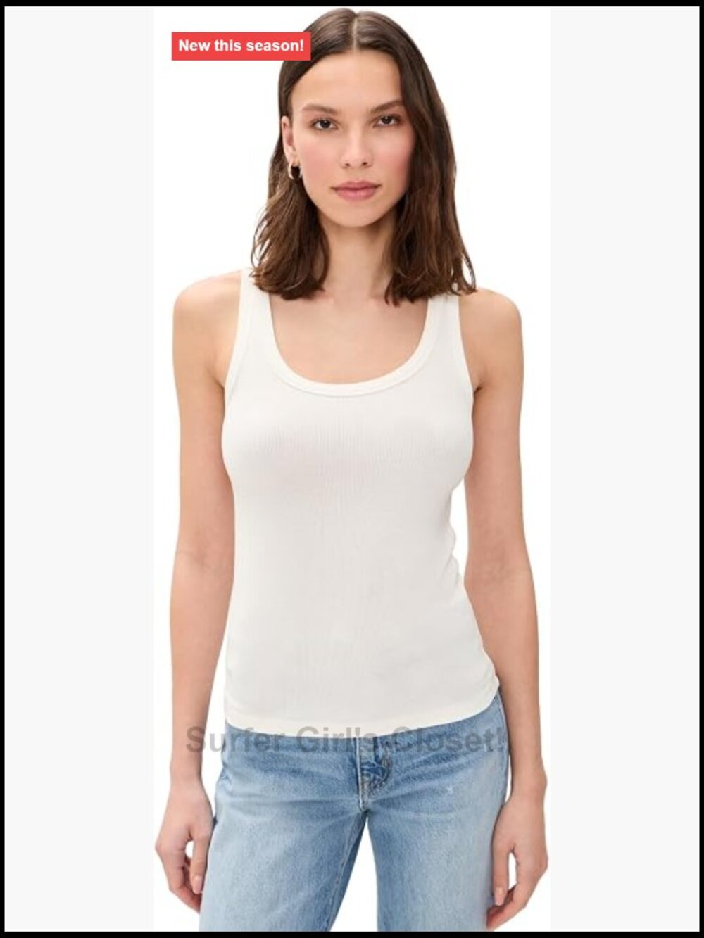 AG Adriano Goldschmied Ashley Essential Ribbed Knit Tank Top Scoop Neck
